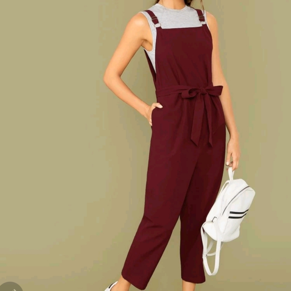 Pocket Side Self Belted Tapered Overalls